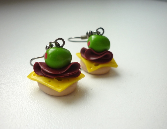 Jednohubky s olivou - fimo náušnice