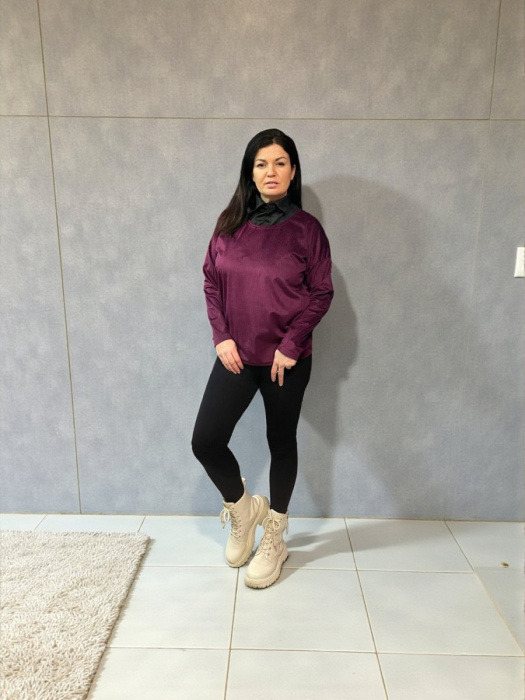 Dámská mikina s košilovou vsadkou