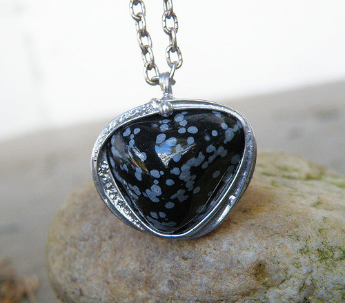 Amulet Vločkový Obsidián