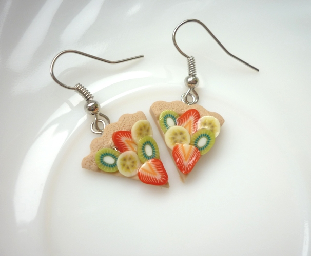 Ovocné koláče fimo náušnice