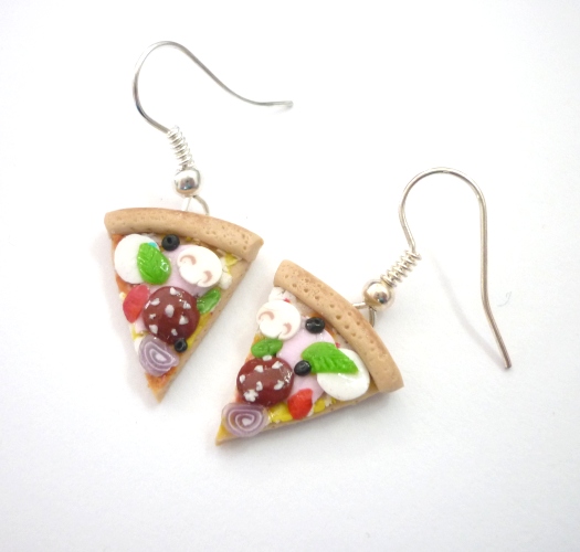 Fimo náušnice pizza