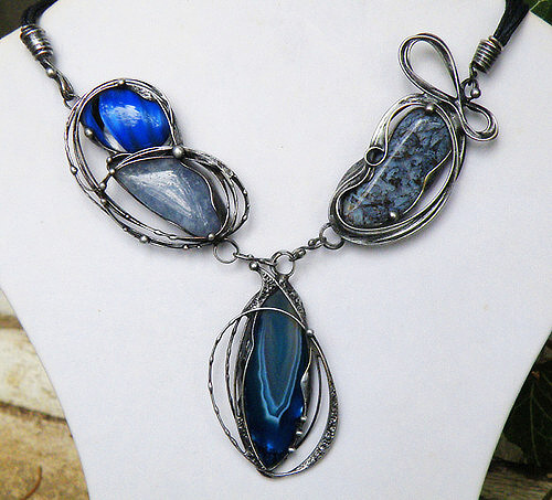 Blue world...variabilní šperk + prsten a náušnice