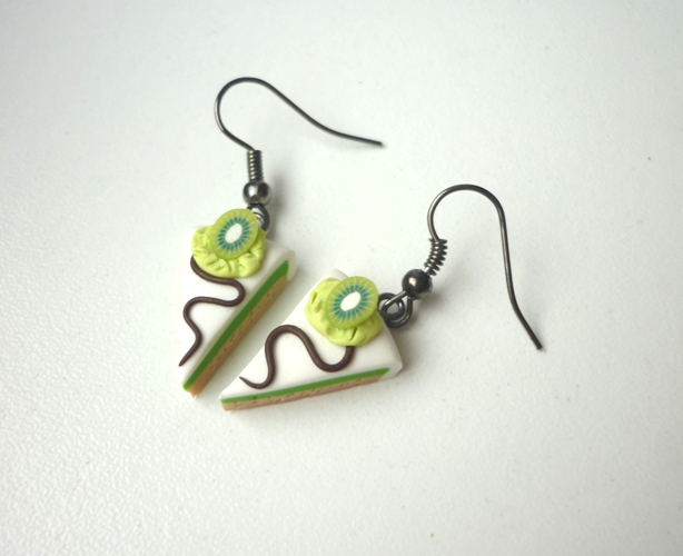 Kiwi dort - fimo náušnice