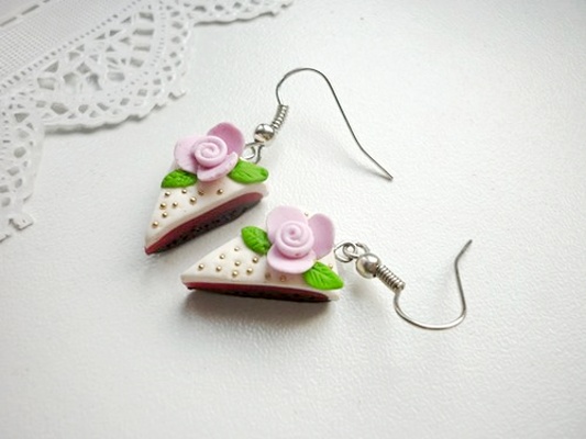 Svatební fimo dorty - náušnice