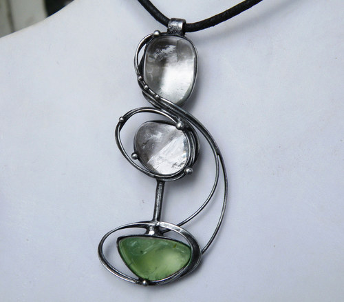 Mandë...(Křišťál, Prehnit) + náušnice