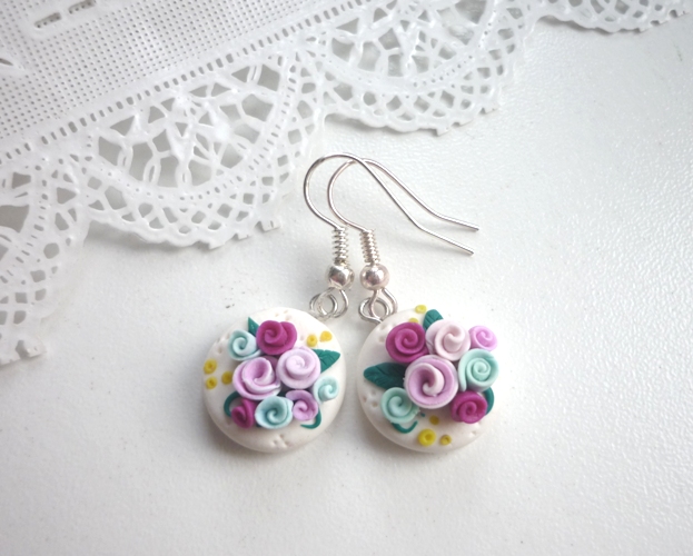 Májové květinky - fimo náušnice