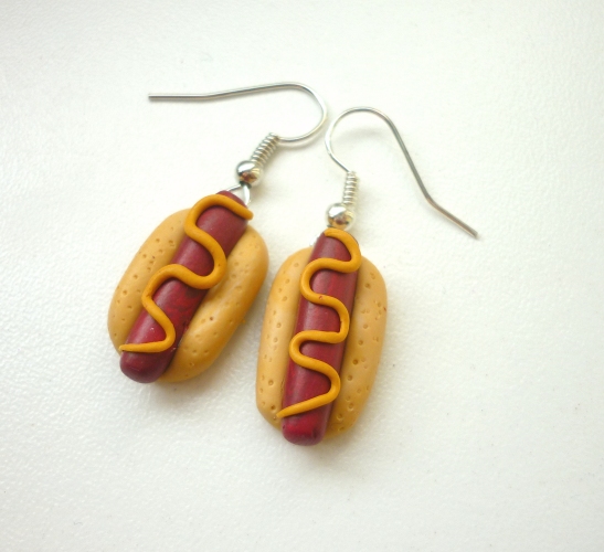 Hot dog - párek v orhlíku fimo náušnice