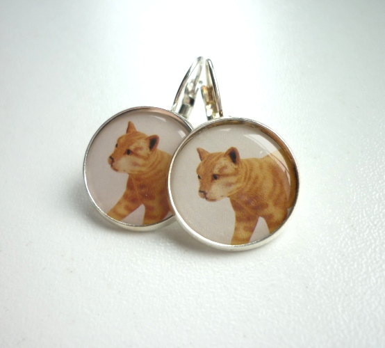 Kočky - náušnice pryskyřice v lůžku