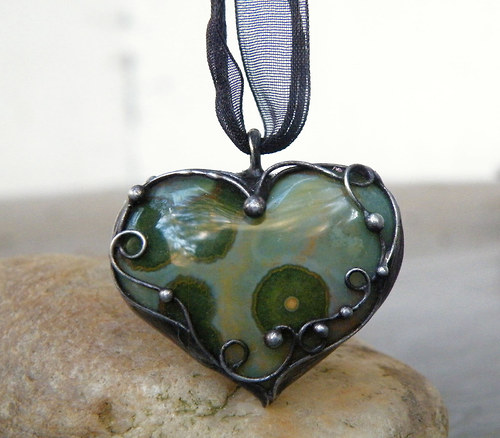 Srdce vodnické...(Jaspis oceánový) oboustranné