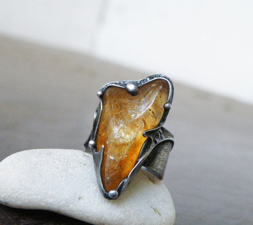 Paprsky...(pálený Citrín) obří prsten