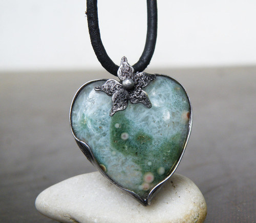 Rusalčino srdce...(jaspis oceán) oboustranné