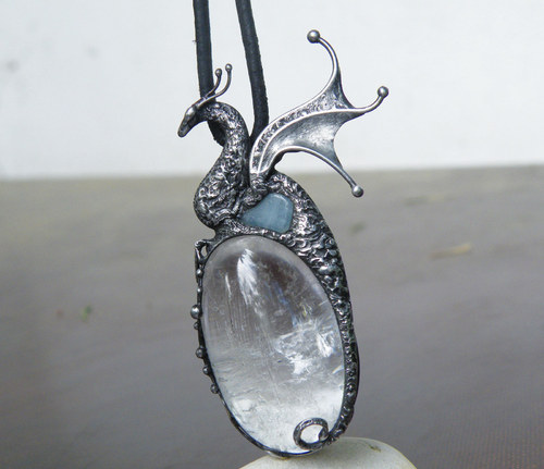 Alzan...vodní drak (křišťál, akvamarín) + prsten