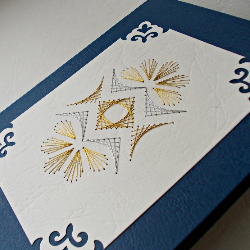 Vyšívané přání modré 1 