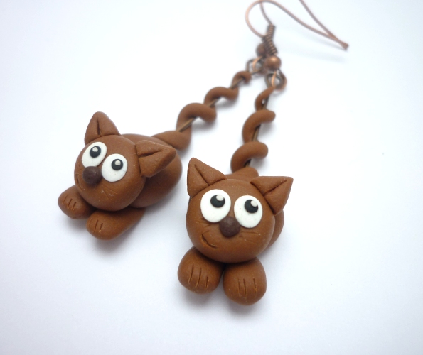 Náušnice fimo kočky