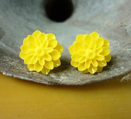 Žluté květinky - náušnice