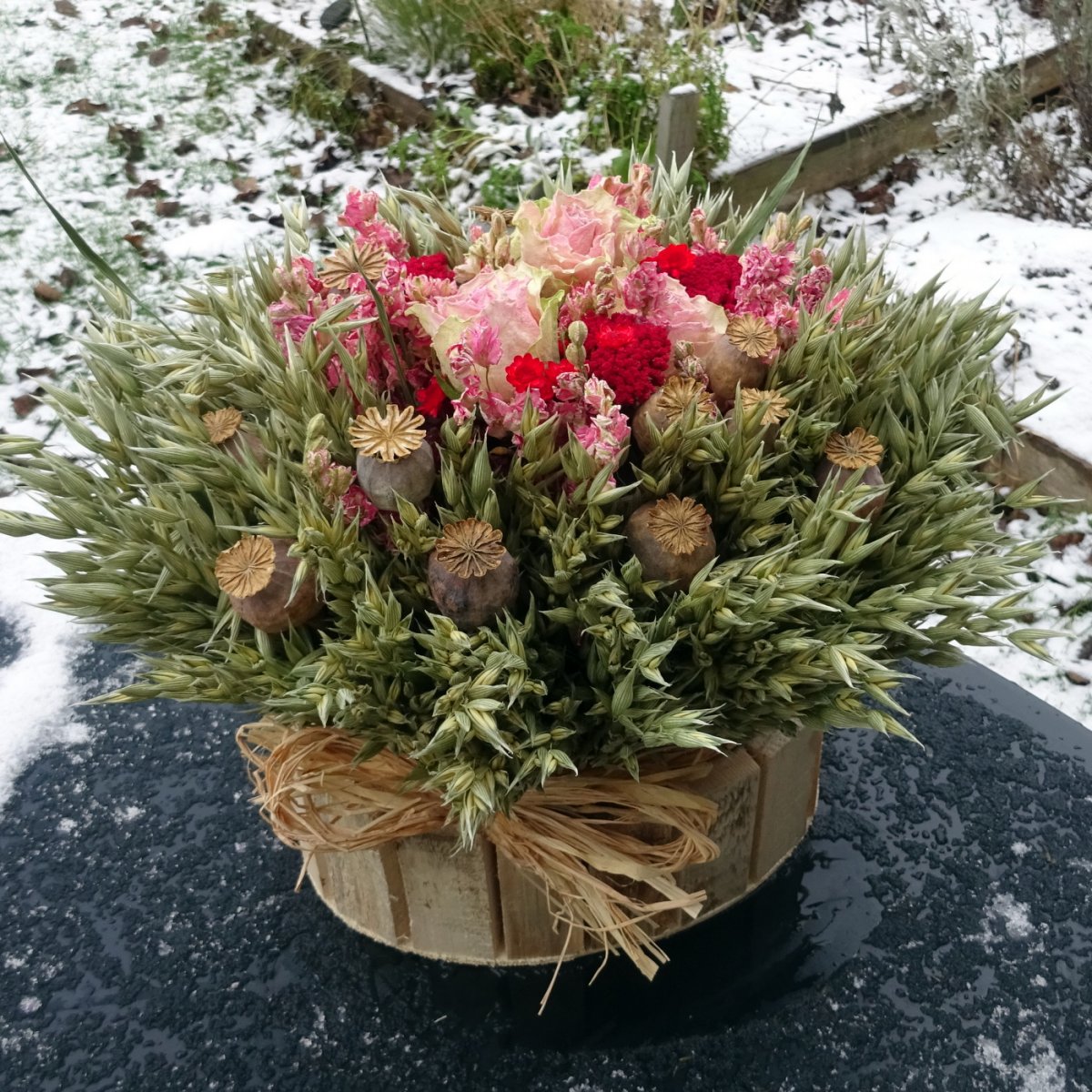 Košík - Růže v ovsu