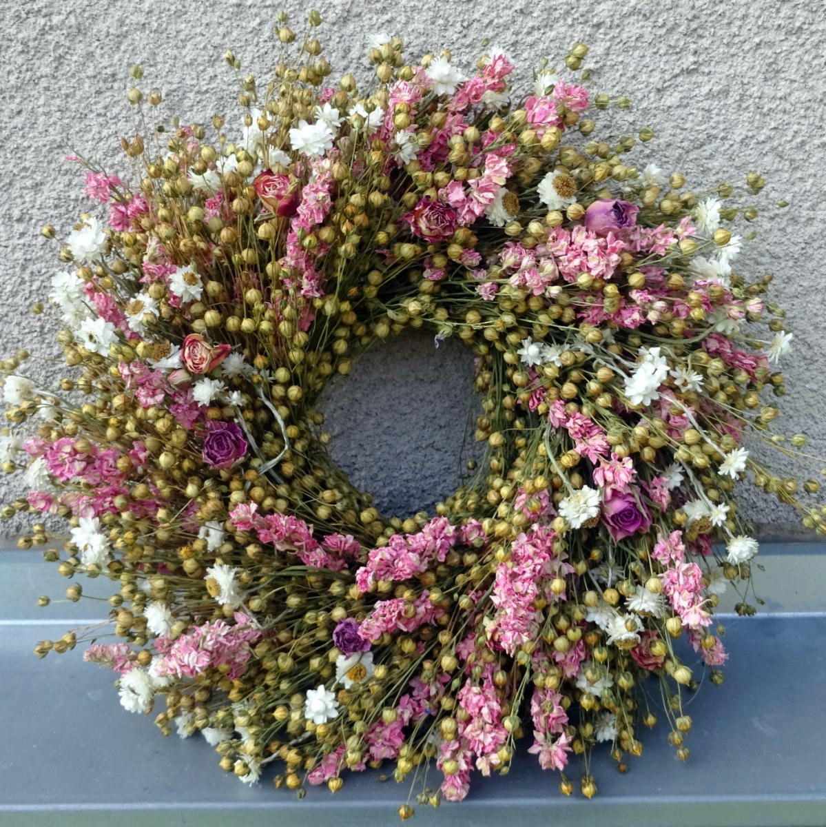 Věnec - Lněný v růžovém