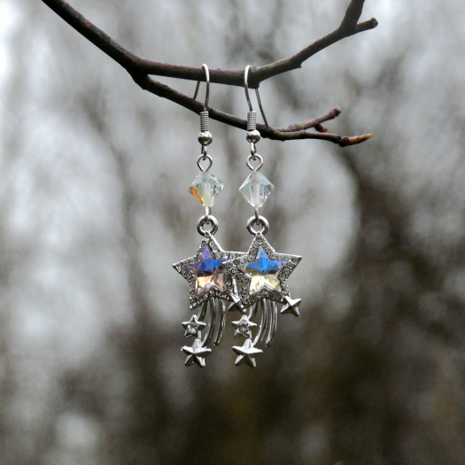 Náušnice - hvězdy na nebi (duhové)