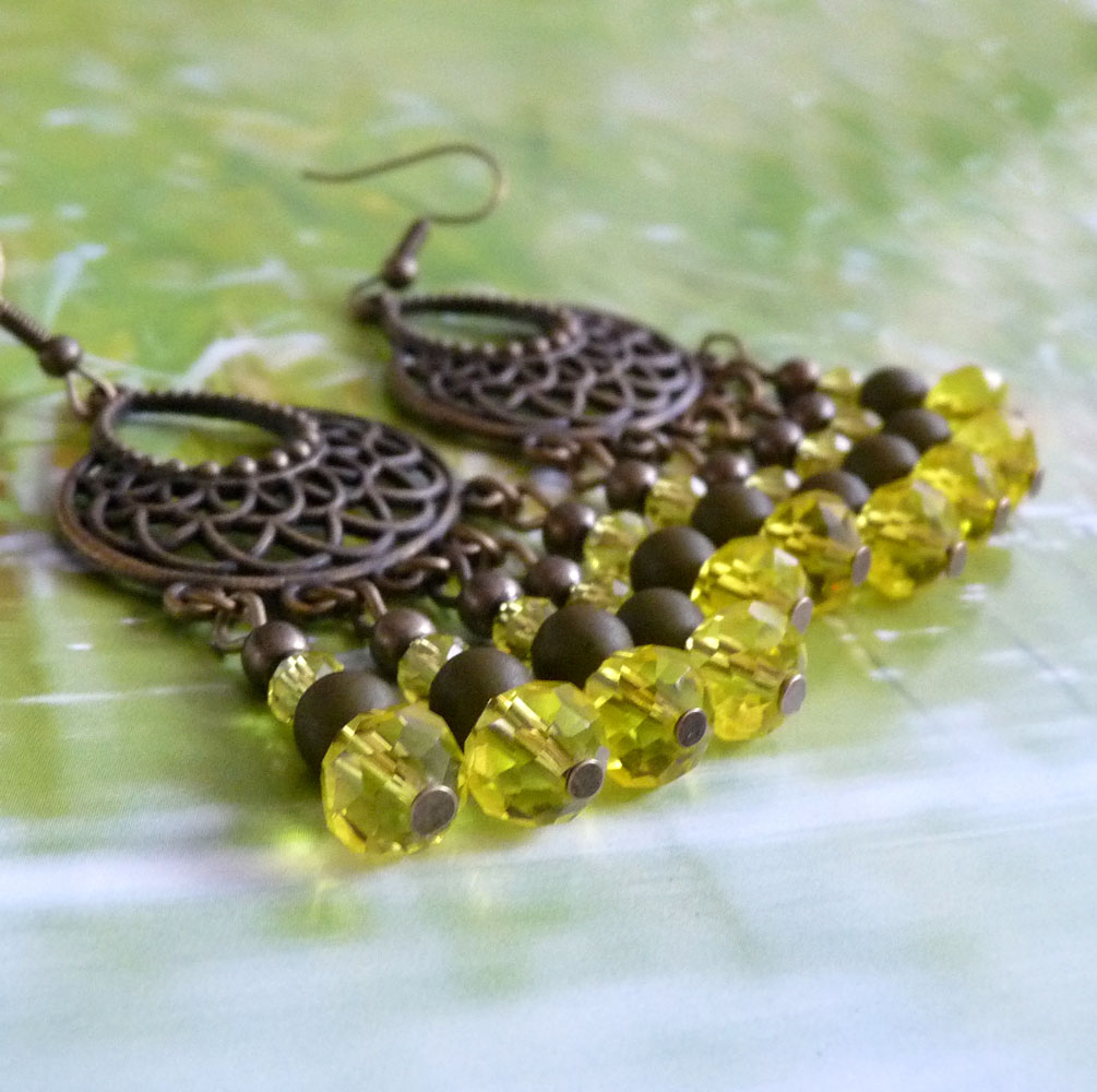 Náušnice - citrónové závěsy 