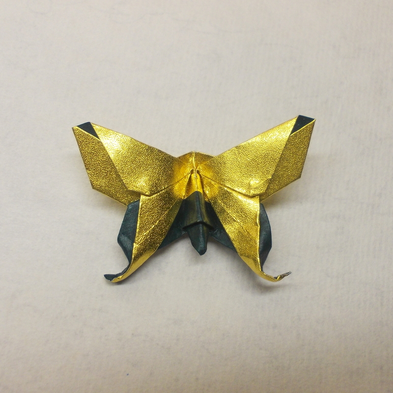 Zlaté motýlí štěstí - origami brož
