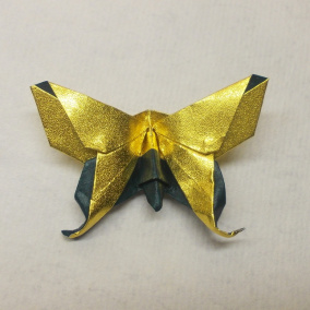 Zlaté motýlí štěstí - origami brož