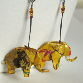 Zlatí sloníci - origami náušnice    