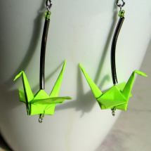 Zelené neonky  - origami náušnice