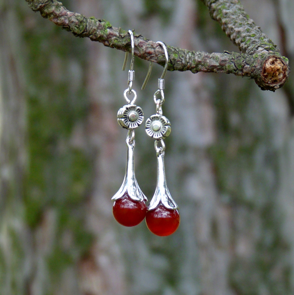 Náušnice - jako kapky krve (achát)