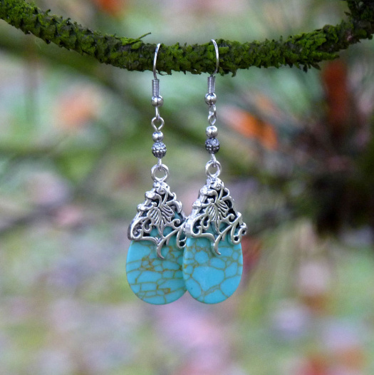 Náušnice - tyrkenit v krajce 