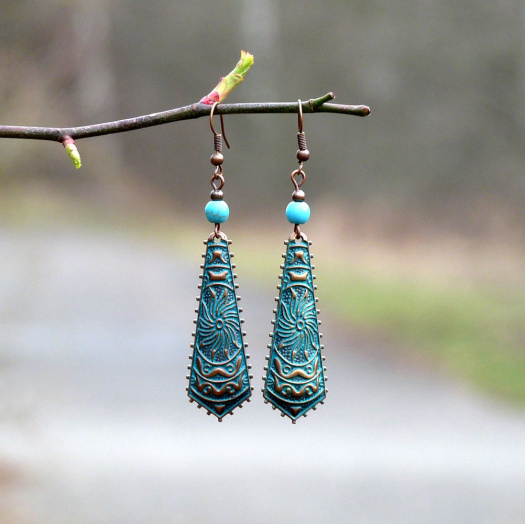 Náušnice - kravata s tyrkenitem