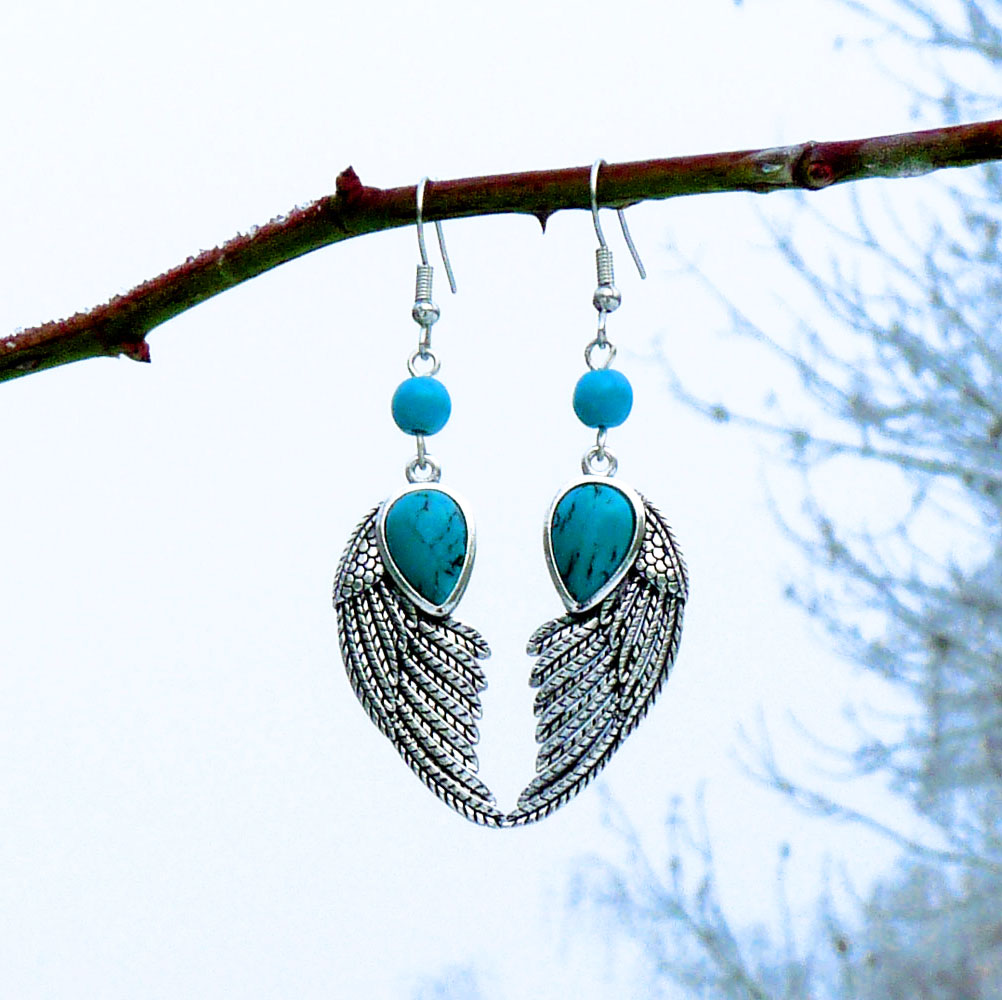Náušnice - andělská křídla (tyrkenit)