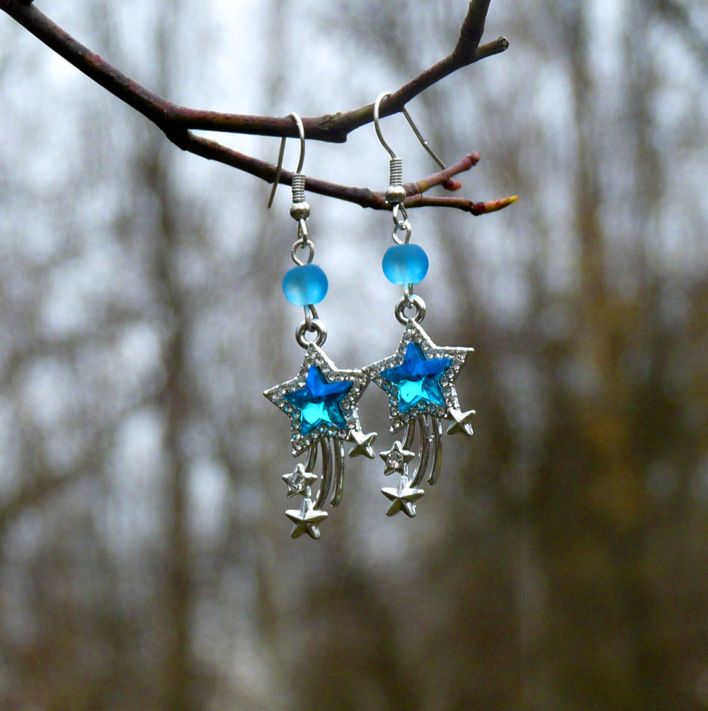 Náušnice - hvězdy na nebi (modré)