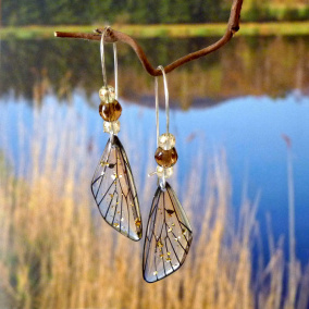 Náušnice - motýlí křídla (malá, hnědá)