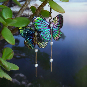 Náušnice - duhový motýl