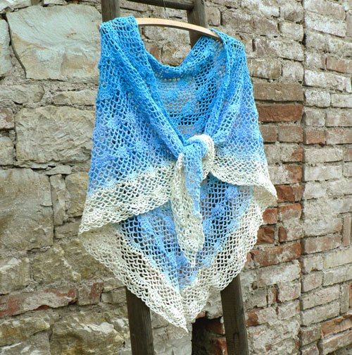 Háčkovaný šátek/pléd - nebeský