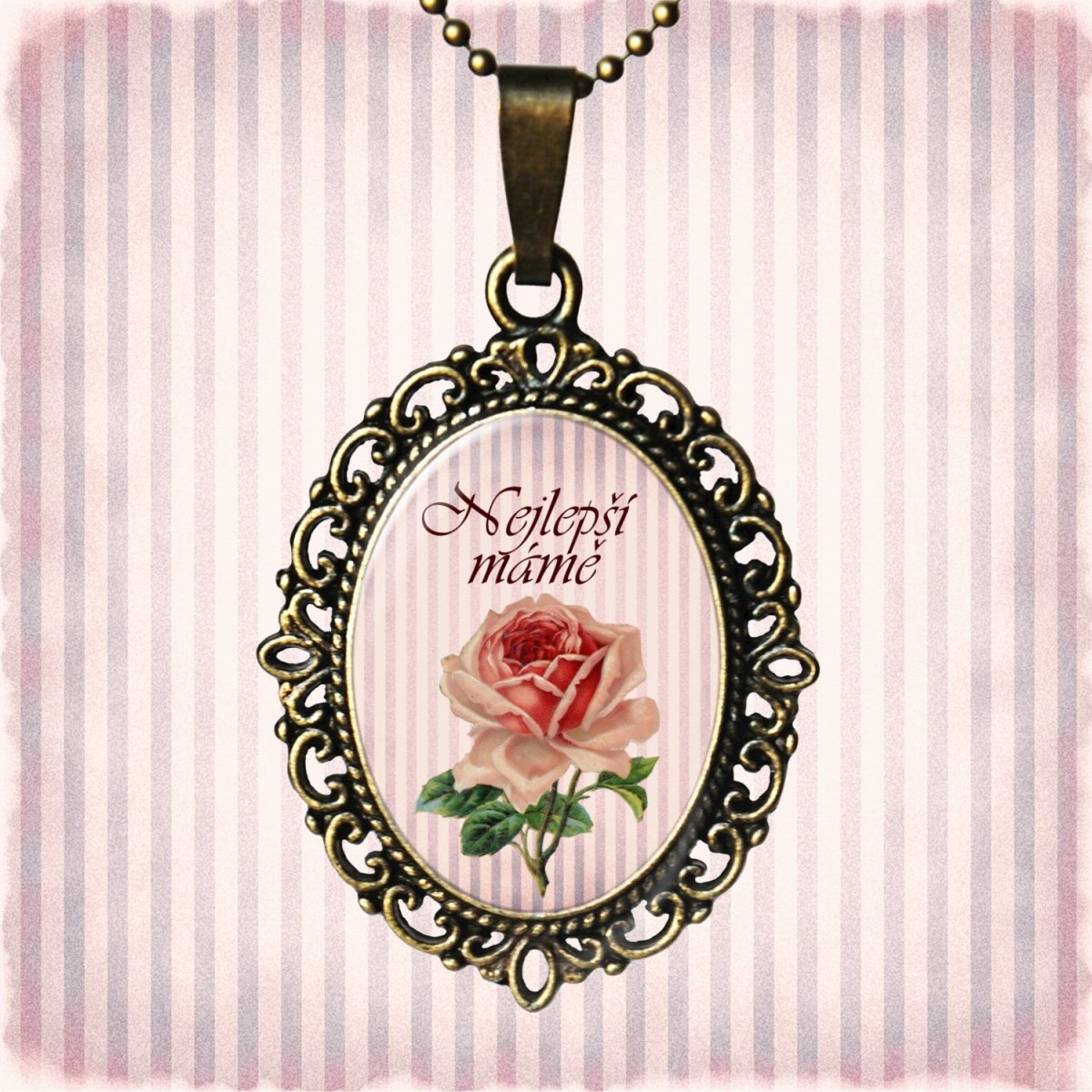 Nejlepší mámě - vintage - přívěsek krk s řetízkem