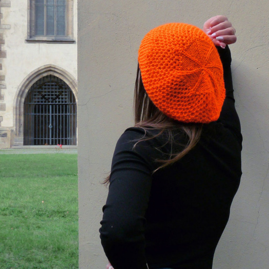 Pletený baret - orange
