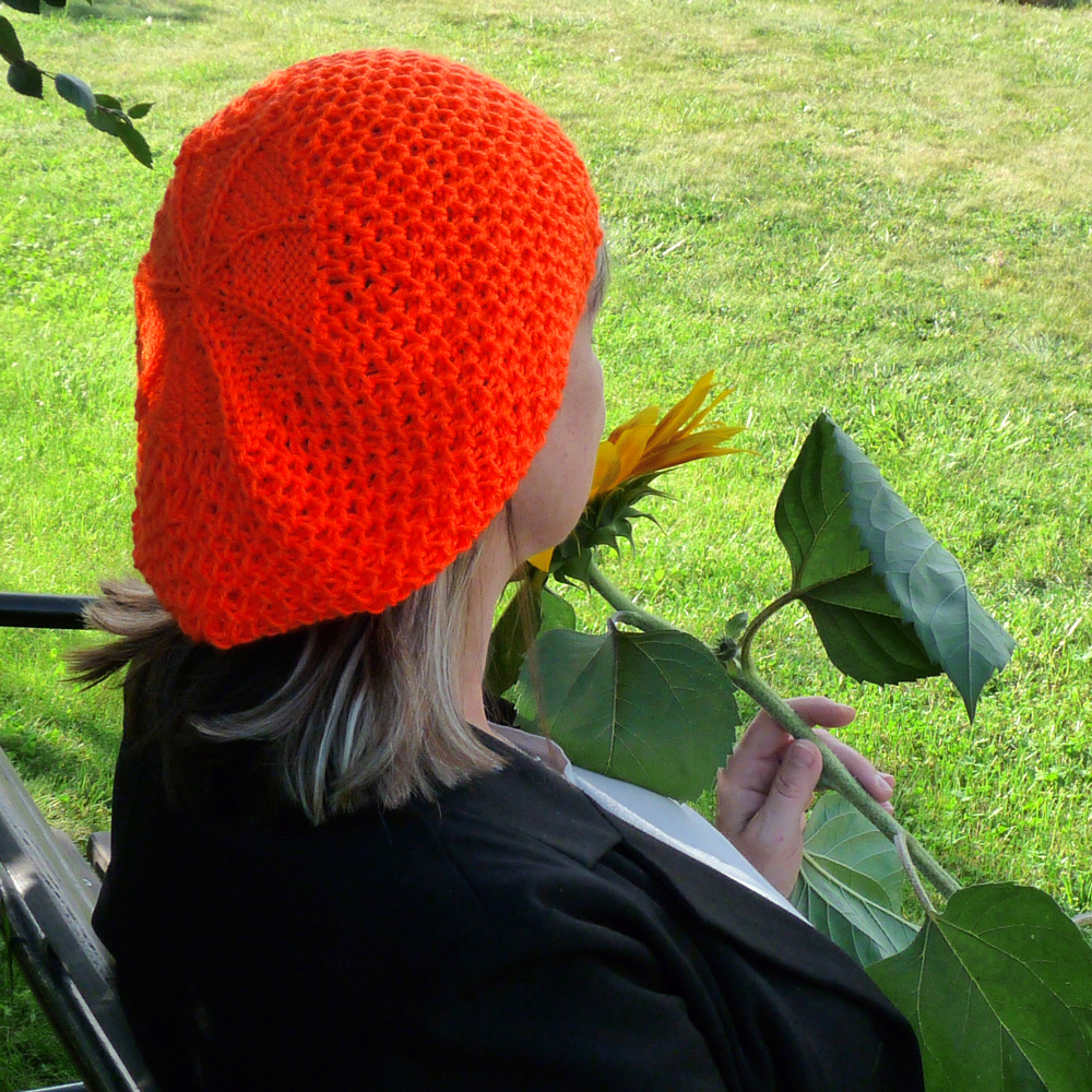 Pletený baret - orange