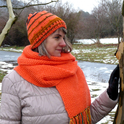Pletená čepice - orange
