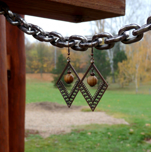 Náušnice - krajkové kosočtverce