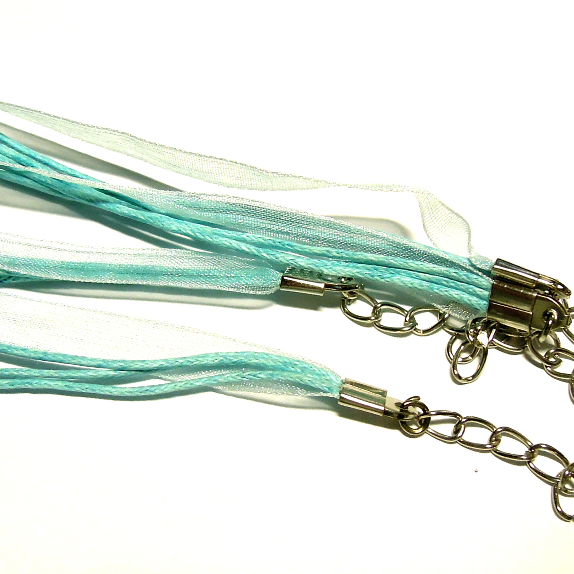 Návleková šňůrka s organzou - karibská modř