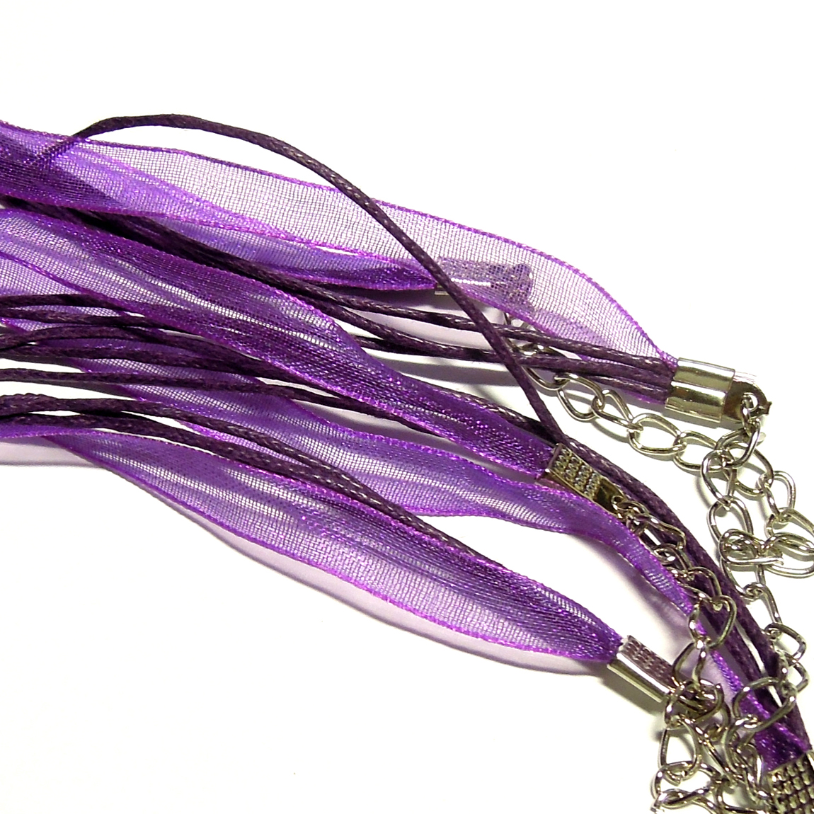 Návleková šňůrka s organzou - fialová