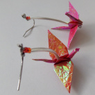 Mačkaní měnící se jeřábi - origami náušnice