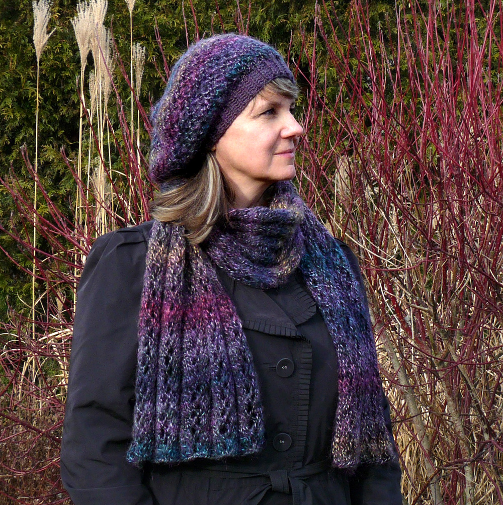 Set čepice a šály - polární záře