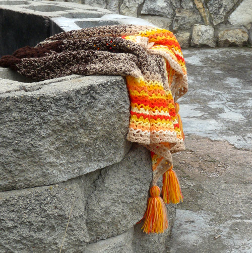 Háčkovaný šátek - sluneční paprsky