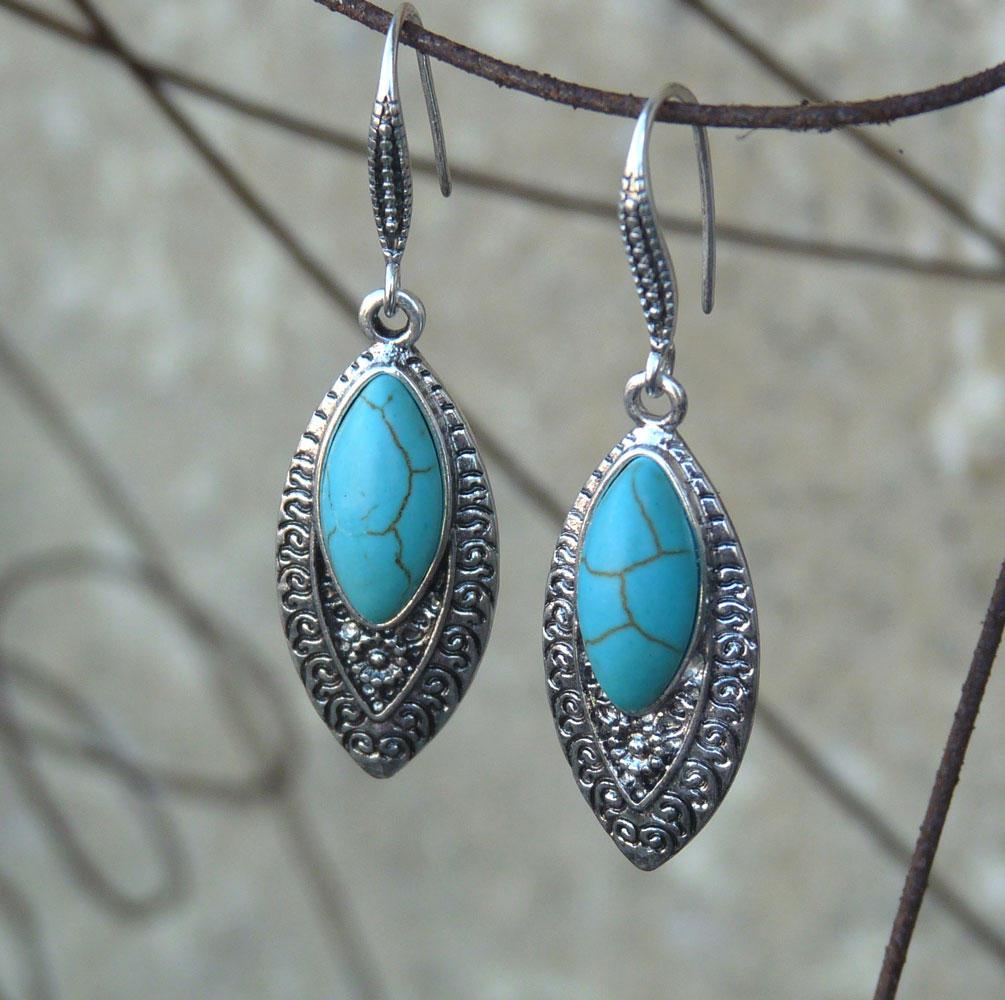 Náušnice - ryté s tyrkenitem