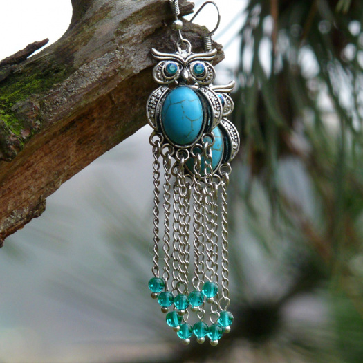 Náušnice - sovy se třpytivýma očima