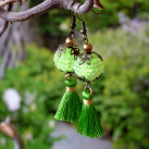 Náušnice - zelené střapce