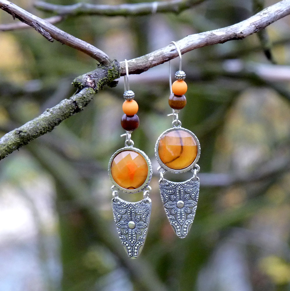 Náušnice - oranžové terče