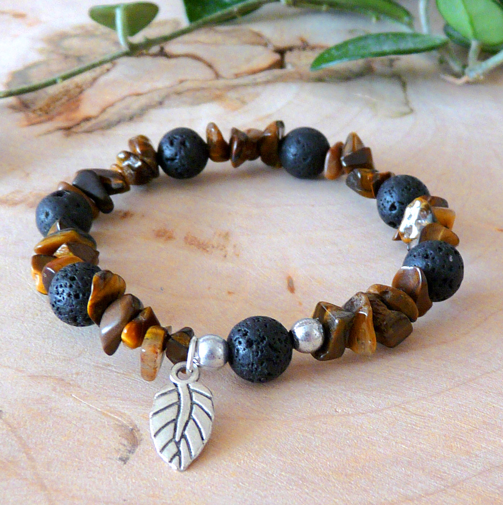 Minerální náramek - cbuď nezávislá (tygří oko, láva)